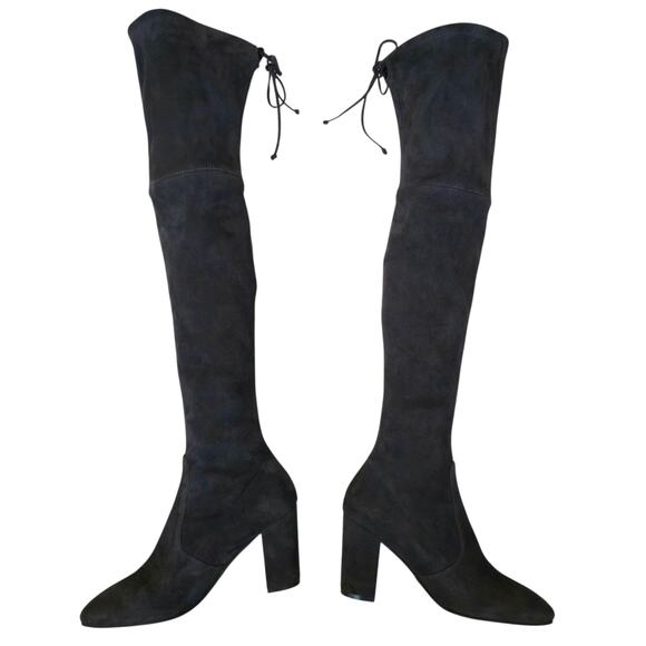 Stuart Weitzman Tieland Slate Gray Suede Over The Knee Boot Size 7 W Thigh High - Picture 4 of 11